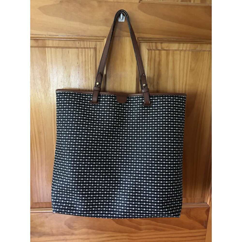 Fossil Rachel Collection Tote Bag Shopper Purse Black White Pattern